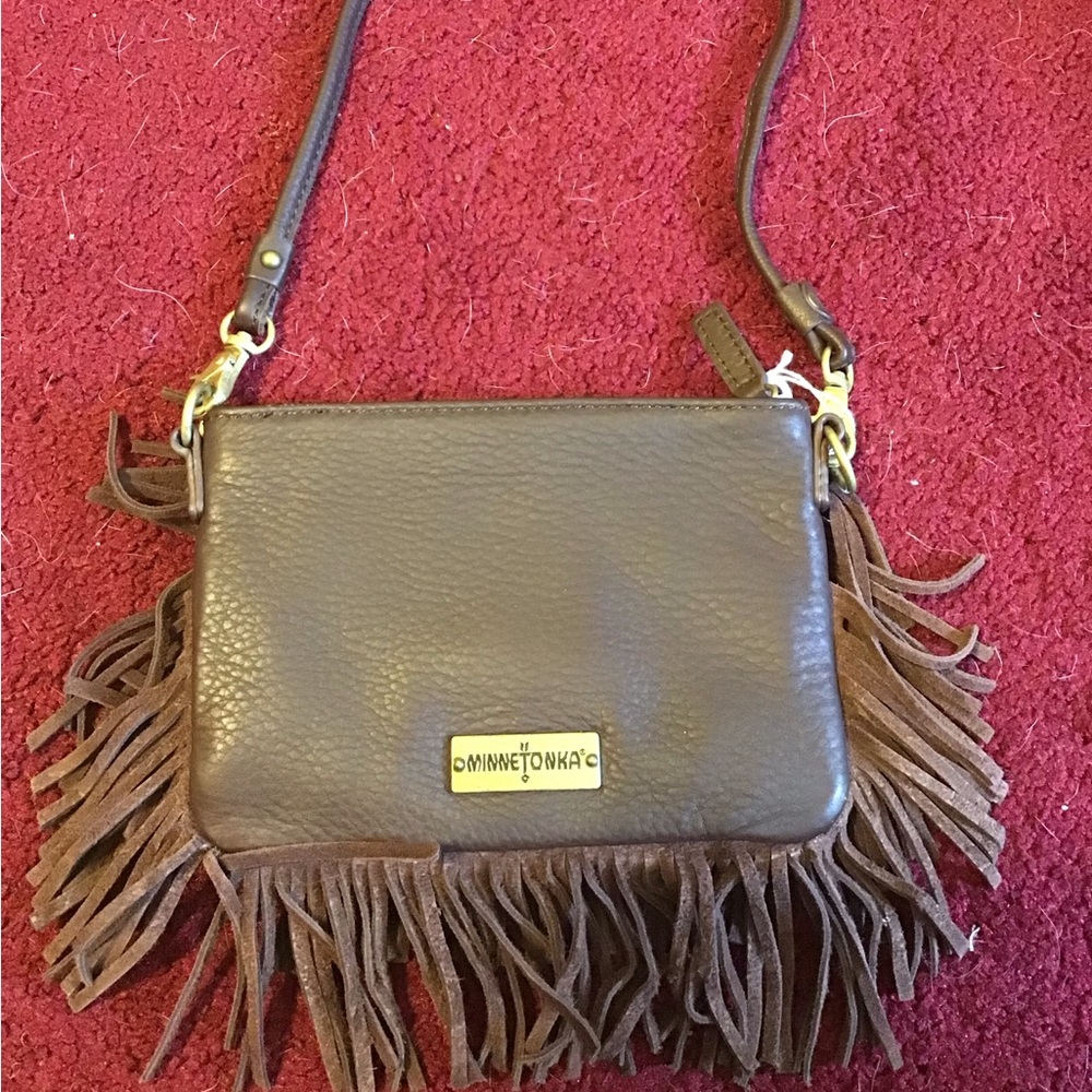 Minnetonka Brown Fringe Crossbody Bag